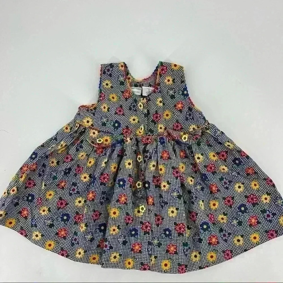 Dani Exclusive Design Toddler Girl Flowers Button Down Dress Size 12 Months - Picture 7 of 10